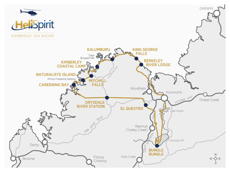 HeliSpirit Kimberley Air Safari Map